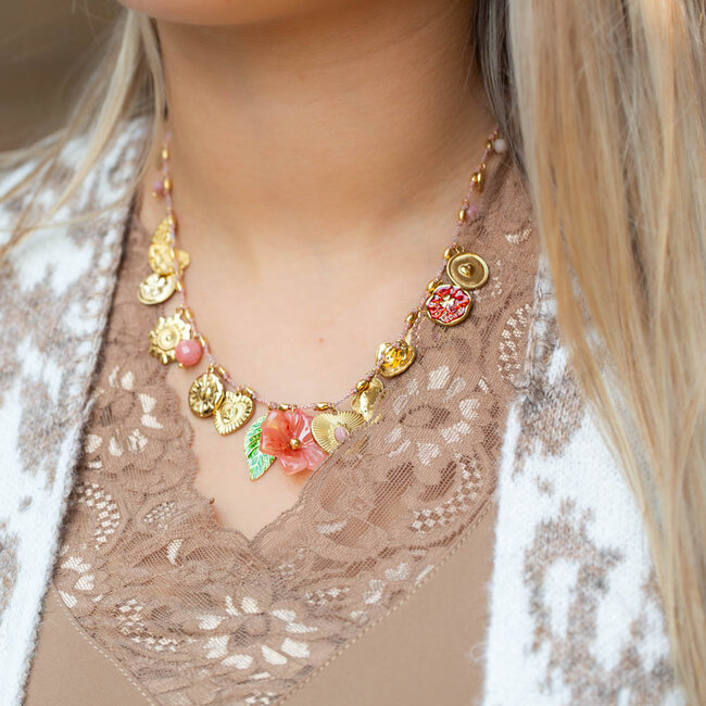 Beadle Eyecatcher bedelketting met bloemen en hart bedels
