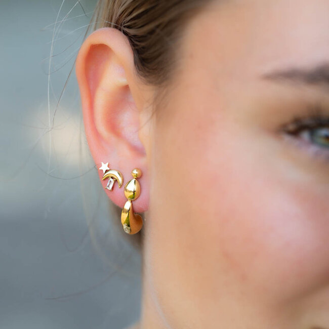 ZAG  Bijoux Oorbel bolletjes onderlangs je oor stainless steel