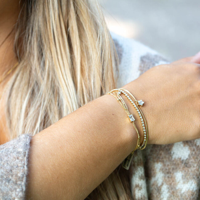 Goud armband schakels, glitters en ster