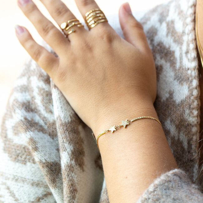 Glitter en glam sterren armband goud met zirconia