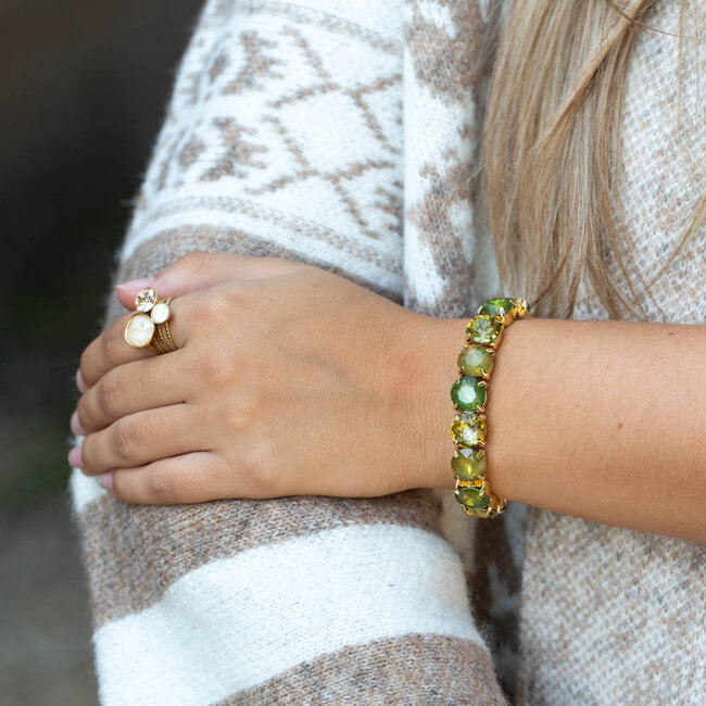 Groene grote vierkante stenen armband