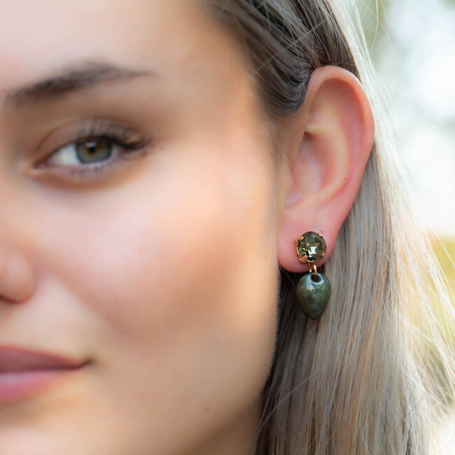 Groene steen druppel oorbellen