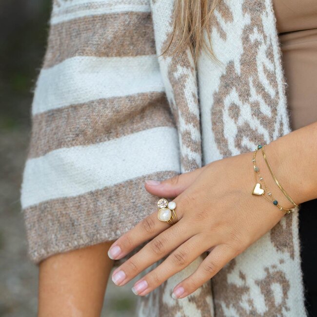 Bohm Paris Dubbele ketting met kraaltjes, platte schakel en hart