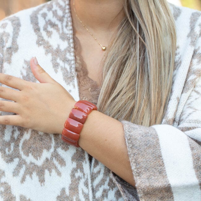Biba Statement Armband in Warme  Terra Roodtinten