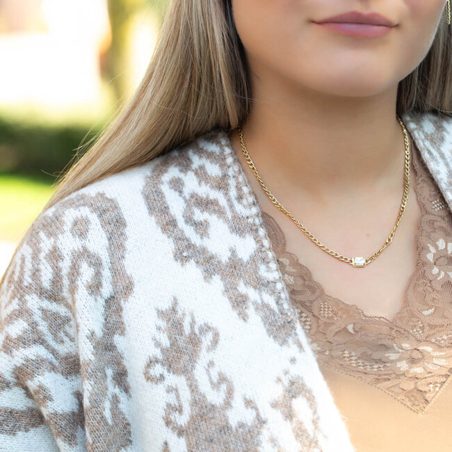 ZAG  Bijoux Gouden schakelketting met Crystal steentje