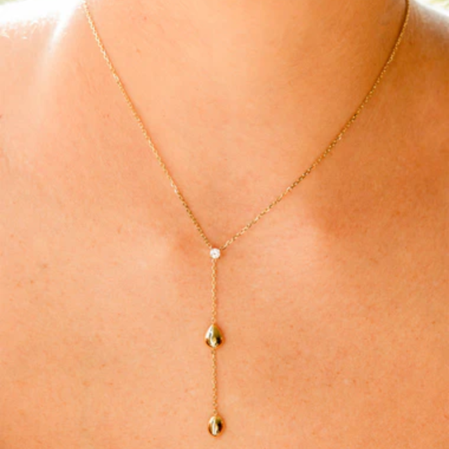 ZAG  Bijoux Gouden ketting met steentje en teardrop druppels