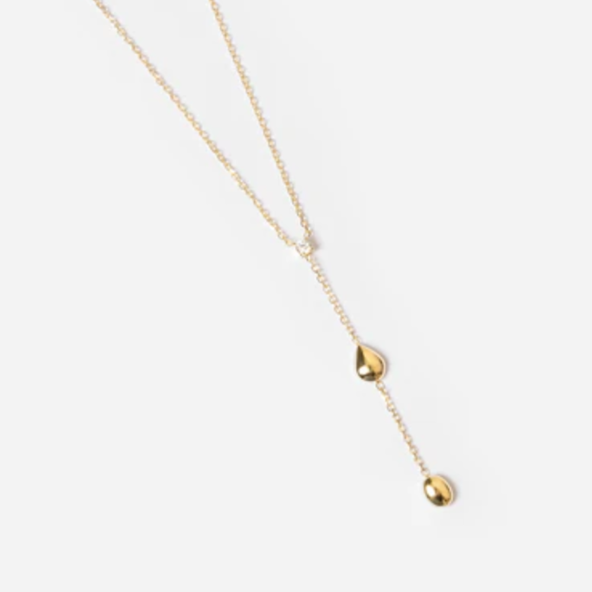 ZAG  Bijoux Gouden ketting met steentje en teardrop druppels