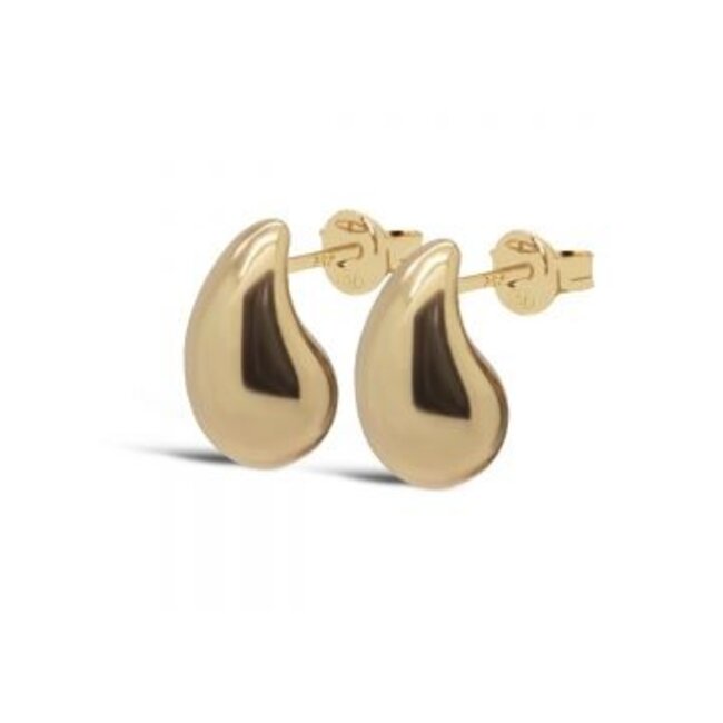 KARMA Goldplated glimmend of matte teardrop oorbellen