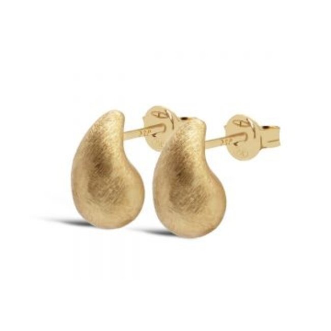 KARMA Goldplated glimmend of matte teardrop oorbellen