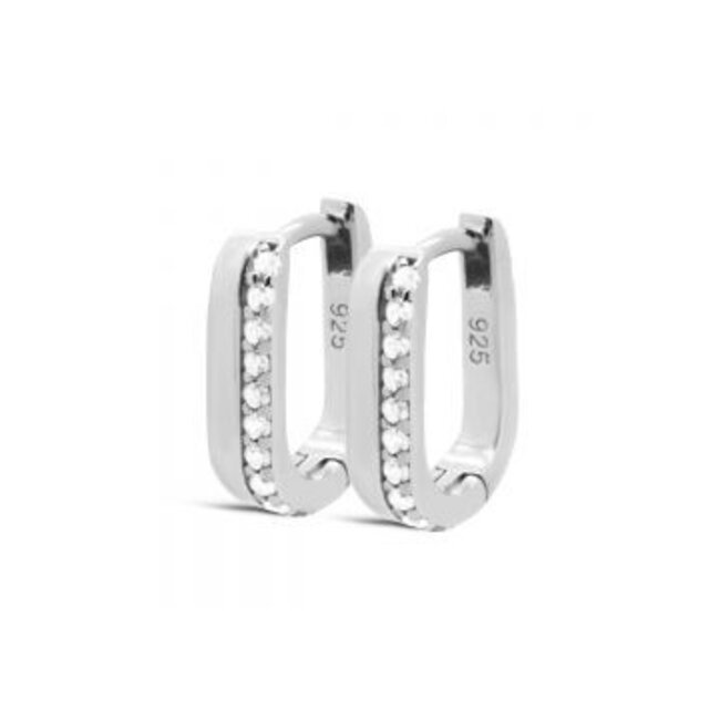 KARMA Goud of zilveren rechthoek oorbellen met zirconia steentjes