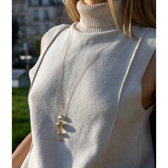 ZAG  Bijoux Unieke lange gouden ketting met hanger van bolletjes