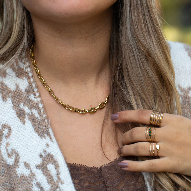 Gouden platte schakelketting