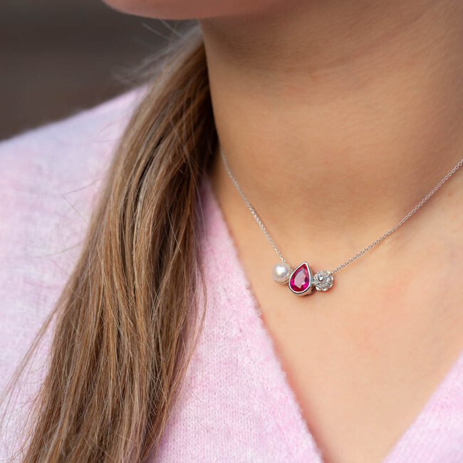 Echt zilver925 Zeeland ketting met zeeuwse knop, druppel en parel