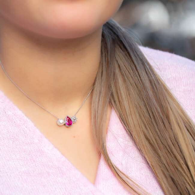 Echt zilver925 Zeeland ketting met zeeuwse knop, druppel en parel