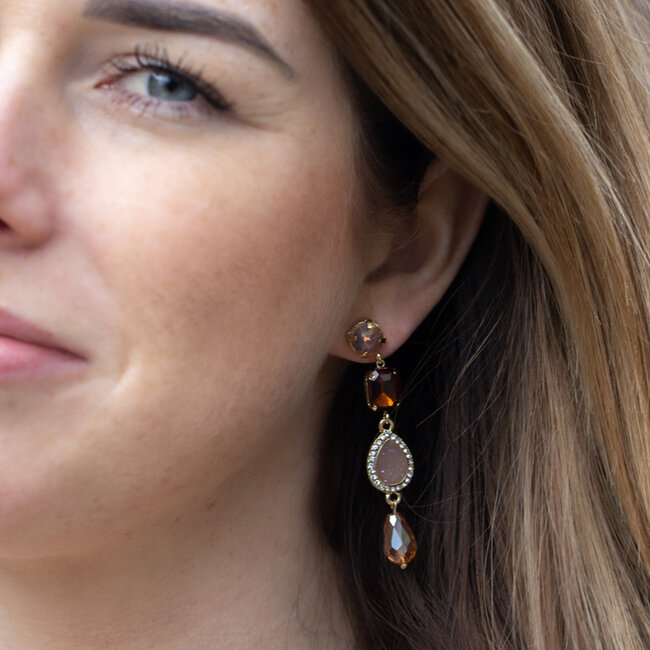 Day & Eve  Feestelijke oorbellen met druppel en stenen