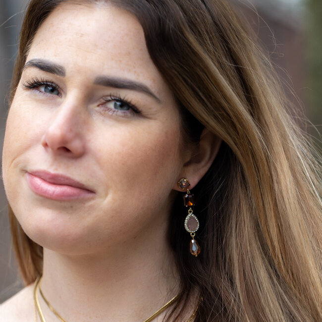 Day & Eve  Feestelijke oorbellen met druppel en stenen