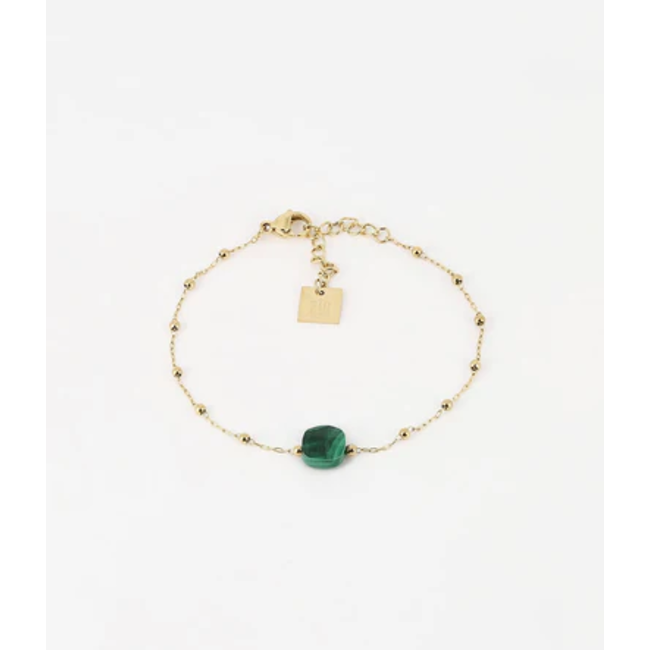 ZAG  Bijoux Vierkante malachiet groene steen armband