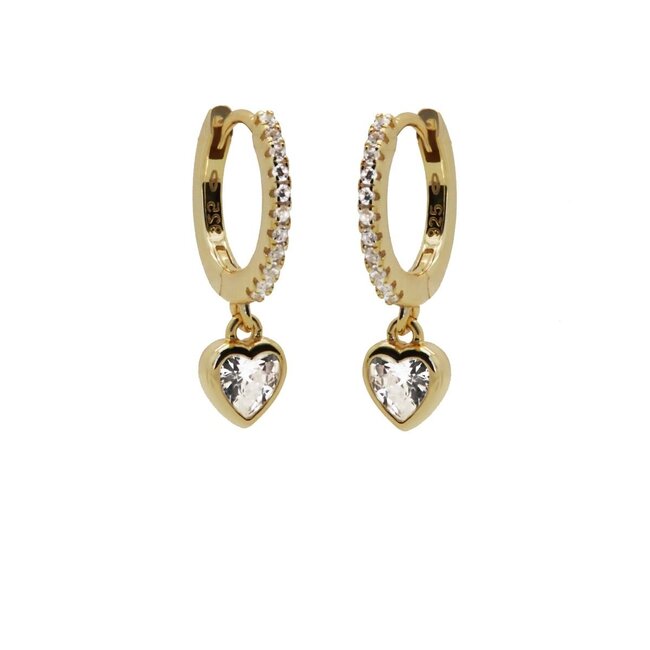 KARMA Goud harten zirconia  of creool oorbellen