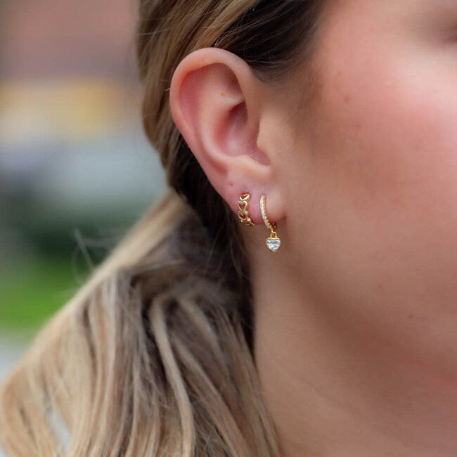 KARMA Goud harten zirconia  of creool oorbellen
