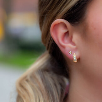 KARMA Druppel zirconia goud oorbellen