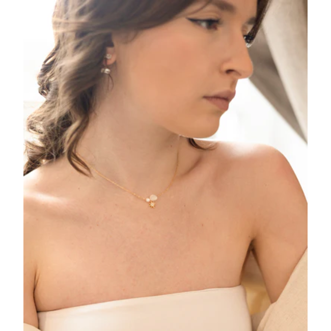 ZAG  Bijoux Goud parijse chiq ketting met parel, steen en ster