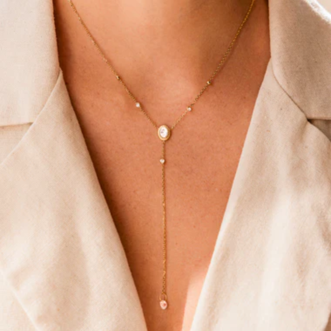 ZAG  Bijoux Ketting met subtiel glitter steentje