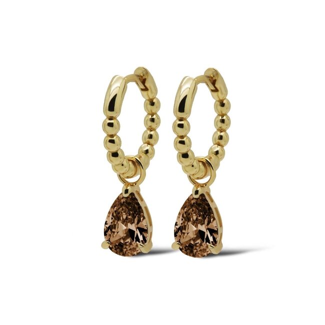 Goldplated zirconia  Chocolade bruine Oorparty 