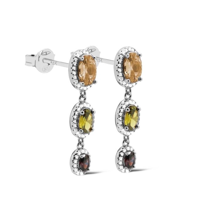 KARMA Zilver oorbellen met grote luxe zirconia stenen