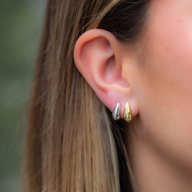 Zilver of goud druppel oorbellen met luxe zirconia glitter