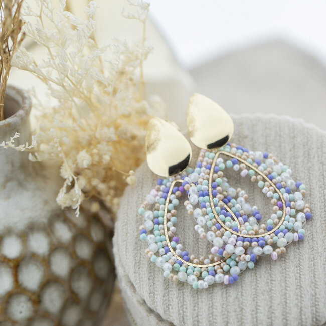 Day & Eve by Go Dutch Label Blauwe druppel of bloemen oorbellen