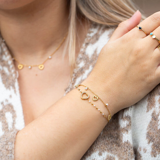 Day & Eve  Liefde om je pols, hart armband goud