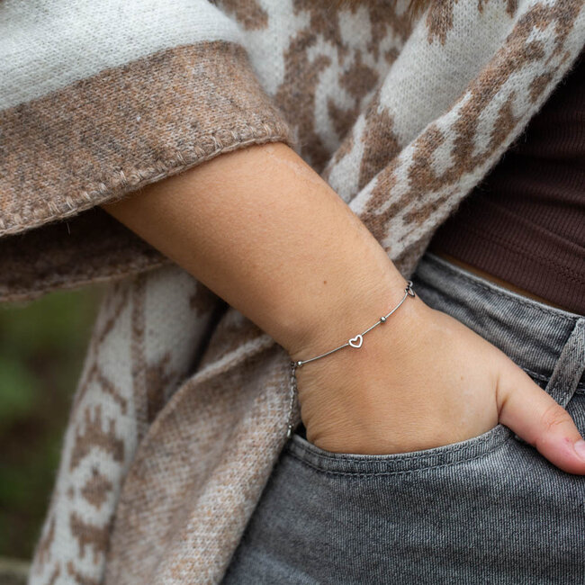 Day & Eve  Zilver cute harten armband