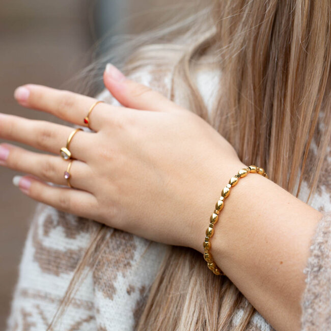 Day & Eve by Go Dutch Label Stainless steel Goud armbanden  met bolletjes of klaver en parels