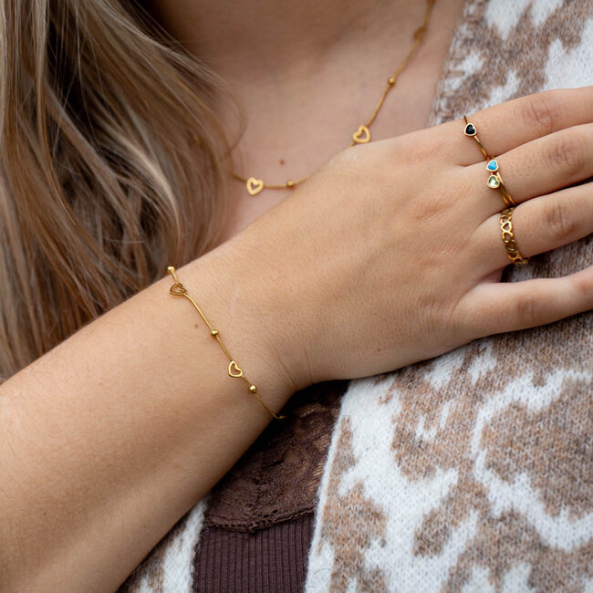 Day & Eve  Gouden cute open hartjes armband