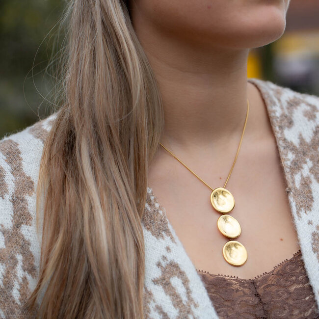 Beadle Ketting met gouden cirkels hanger