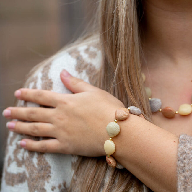 Schelpen kralen armband naturel tinten
