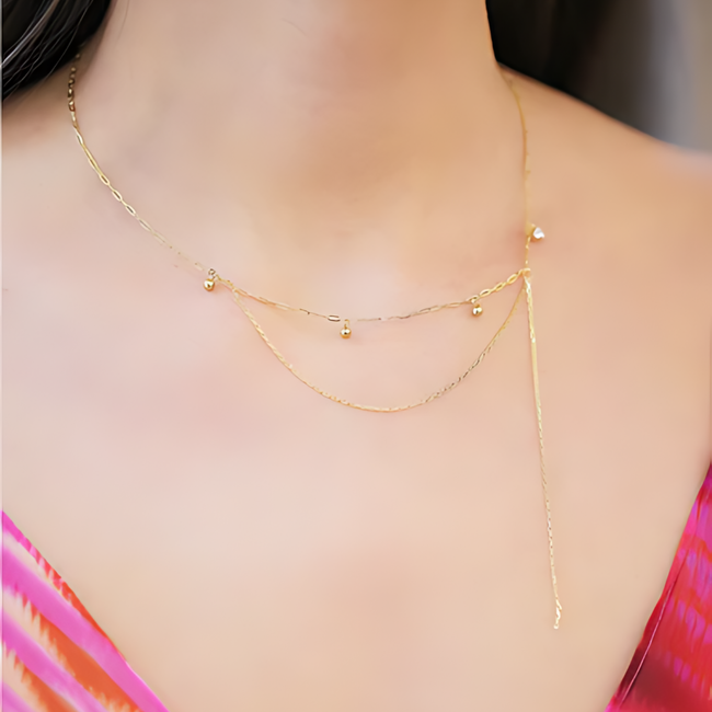 ZAG  Bijoux Goud ketting met zirconia en kettinkjes