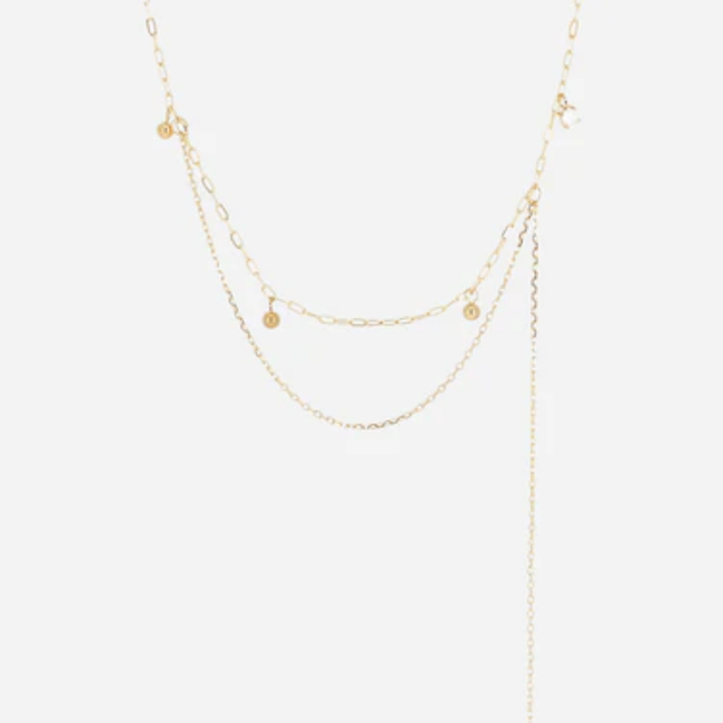 ZAG  Bijoux Goud ketting met zirconia en kettinkjes