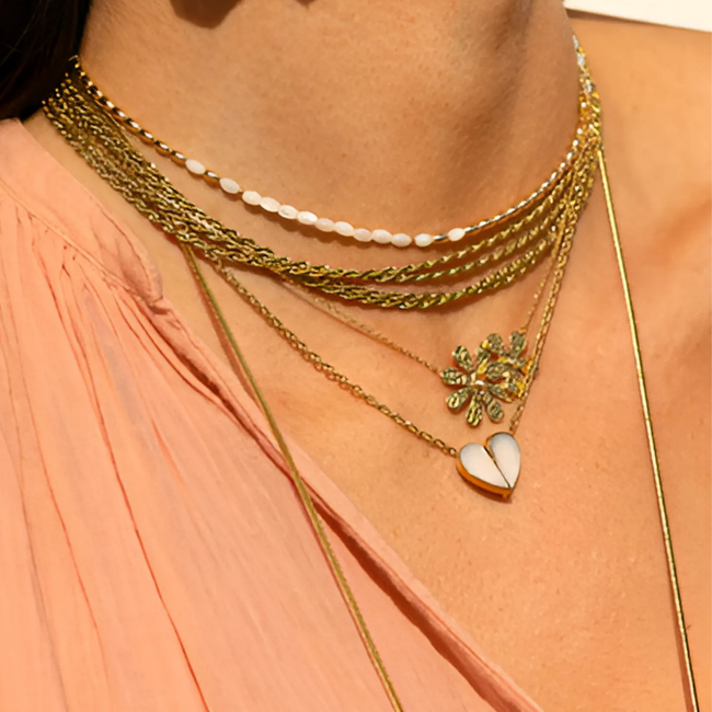 ZAG  Bijoux Goud ketting met hart van mooie parelmoer tint