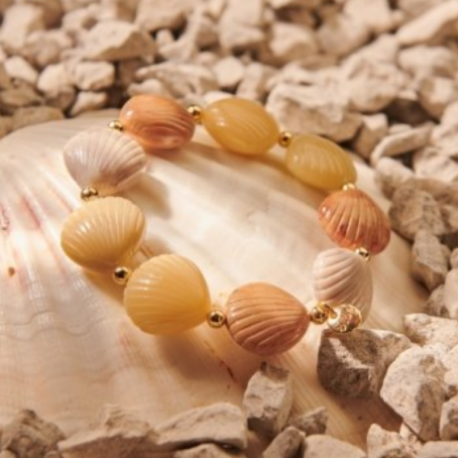 Schelpen kralen armband naturel tinten