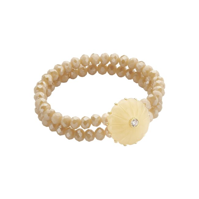 Armband in bruin en beige met schelp