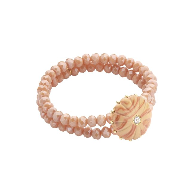 Armband in bruin en beige met schelp