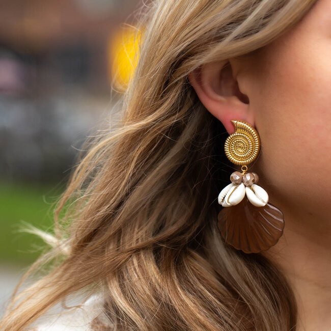 Biba Grote lange schelp oorbellen BiBa