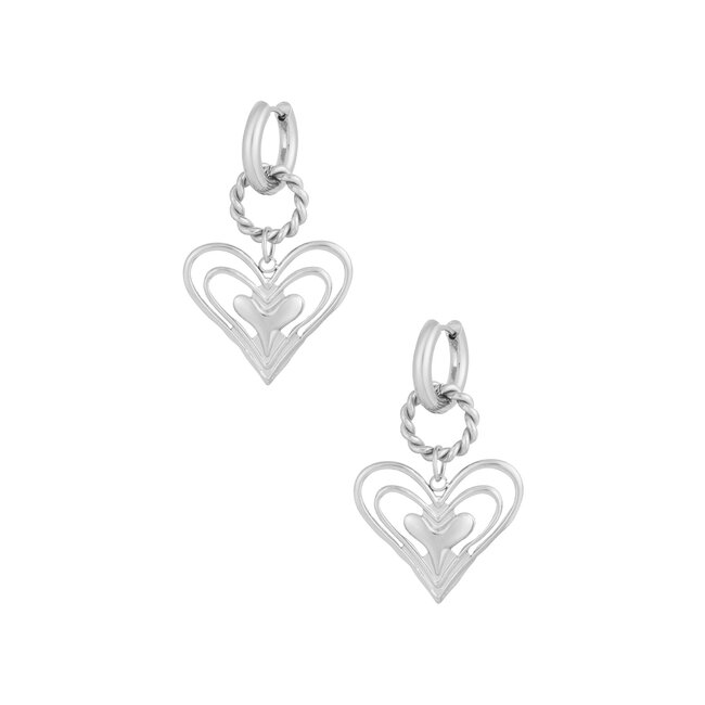 Beadle Zilver bijzondere oorbellen met open hart