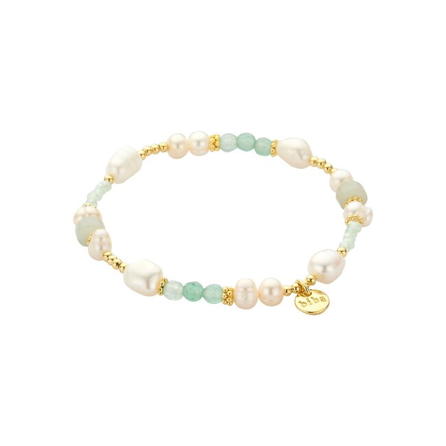 Parel en turquoise kralen armband
