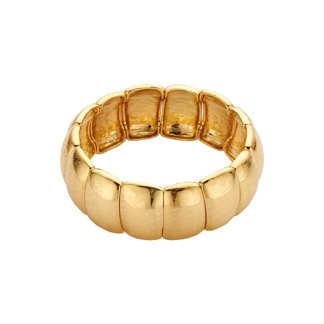 Biba Chunky chique brede goud of dubbele bruine kralen armband