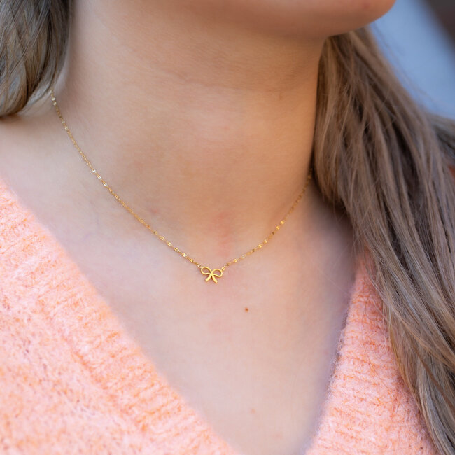 ZAG  Bijoux Stainless steel goud ketting met tiny strik