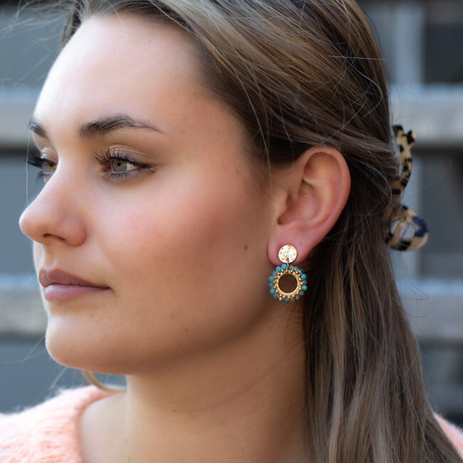 Biba Blauwe ronde oorbellen Biba Blauwe ronde oorbellen