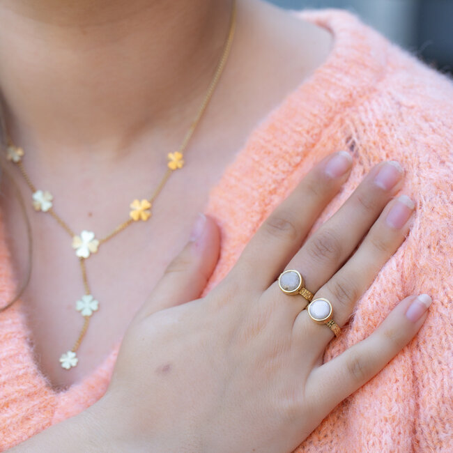 Bohm Paris Witte agaat steen goud ringen