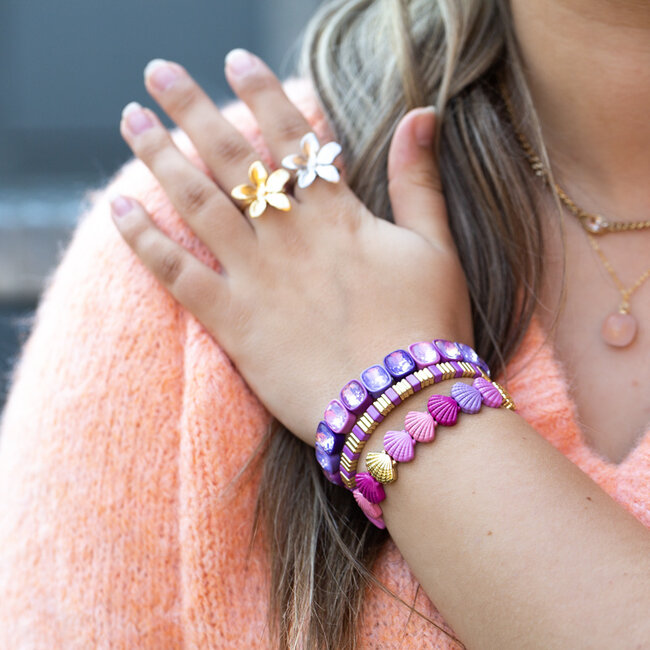 Beadle Armbanden set Pink Party schelpen en crystal shiny stenen